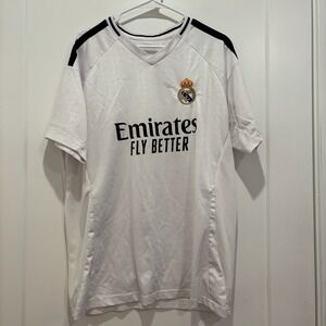 Real Madrid CF Soccer Futbol Football Jersey White Black Men's XL Short Sleeve